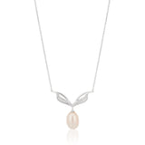 Sterling Silver Freshwater Pearl and Zirconia Necklet 42+3cm
