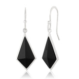 Sterling Silver Onyx Hook Drop Earrings