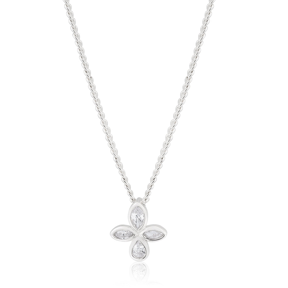 Sterling Silver Zirconia Fancy Pear and Marquise Pendant