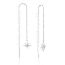 Load image into Gallery viewer, Sterling Silver Zirconia Starburst Threader Earrings