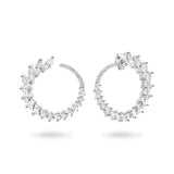 Georgini Sterling Silver Graduated Zirconia Marquise Hoop Stud Earrings