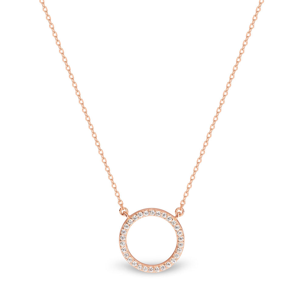 Georgini Rose Gold Plated Sterling Silver Zirconia Circle Pendant with Chain
