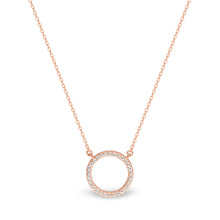 Load image into Gallery viewer, Georgini Rose Gold Plated Sterling Silver Zirconia Circle Pendant with Chain