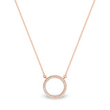 Georgini Rose Gold Plated Sterling Silver Zirconia Circle Pendant with Chain