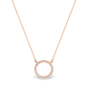 Georgini Rose Gold Plated Sterling Silver Zirconia Circle Pendant with Chain