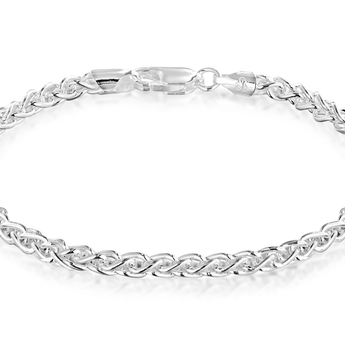 Sterling Silver Spiga 19cm Plaited Bracelet
