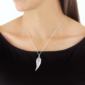 Sterling Silver Angel Wing Pendant with 46cm Sterling Silver Chain