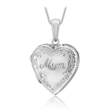 Sterling Silver 'Mum' Locket with Engraved Edge on 46cm Sterling Silver Chain