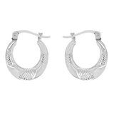 Sterling Silver Patterened Creole Hoop Earrings