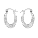Sterling Silver Patterened Creole Hoop Earrings