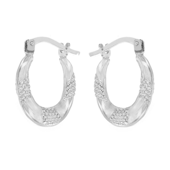 Sterling Silver Patterened Creole Hoop Earrings