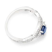 Load image into Gallery viewer, Sterling Silver Created Sapphire and Zirconia Ring