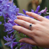 Sterling Silver Created Sapphire and Zirconia Ring