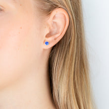 Load image into Gallery viewer, Sterling Silver Swarovski Sapphire Crystal Stud Earrings