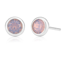 Load image into Gallery viewer, Sterling Silver Swarovski Light Pink Crystal Stud Earrings
