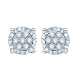 Silver Studs with 14 Diamonds