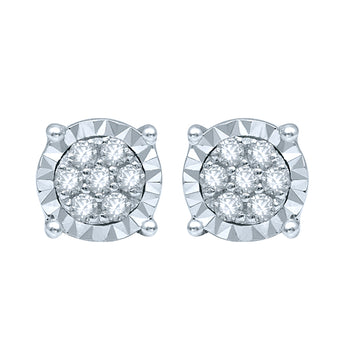 Silver Studs with 14 Diamonds