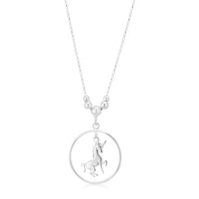 Load image into Gallery viewer, Sterling Silver 40cm Unicorn in Circle Pendant