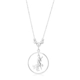 Sterling Silver 40cm Unicorn in Circle Pendant