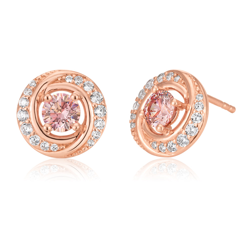 Sterling Silver and Rose Gold Plated Zirconia Studs