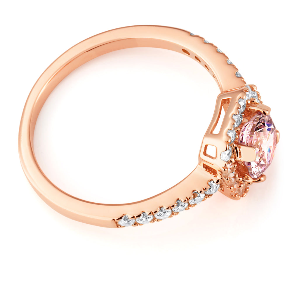 Sterling Silver and Rose Gold Plated Zirconia Ring   *No Resize*