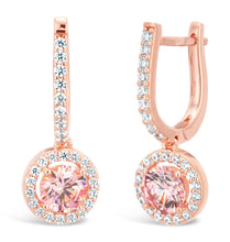 Load image into Gallery viewer, Sterling Silver and Rose Gold Plated Crystal and Zirconia Earrings