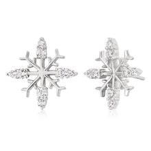Load image into Gallery viewer, Sterling Silver Zirconia Snowflake Stud Earrings