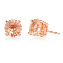 Load image into Gallery viewer, Rose Gold Plated Morgalite Pink Obsidian Studs