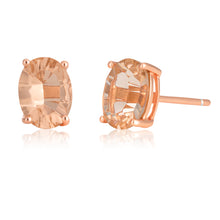 Load image into Gallery viewer, Rose Gold Plated Morgalite Pink Obsidian Oval Studs