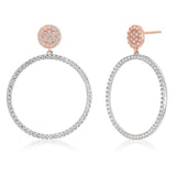 Sterling Silver and Rose Gold Plated Zirconia Stud Hoops