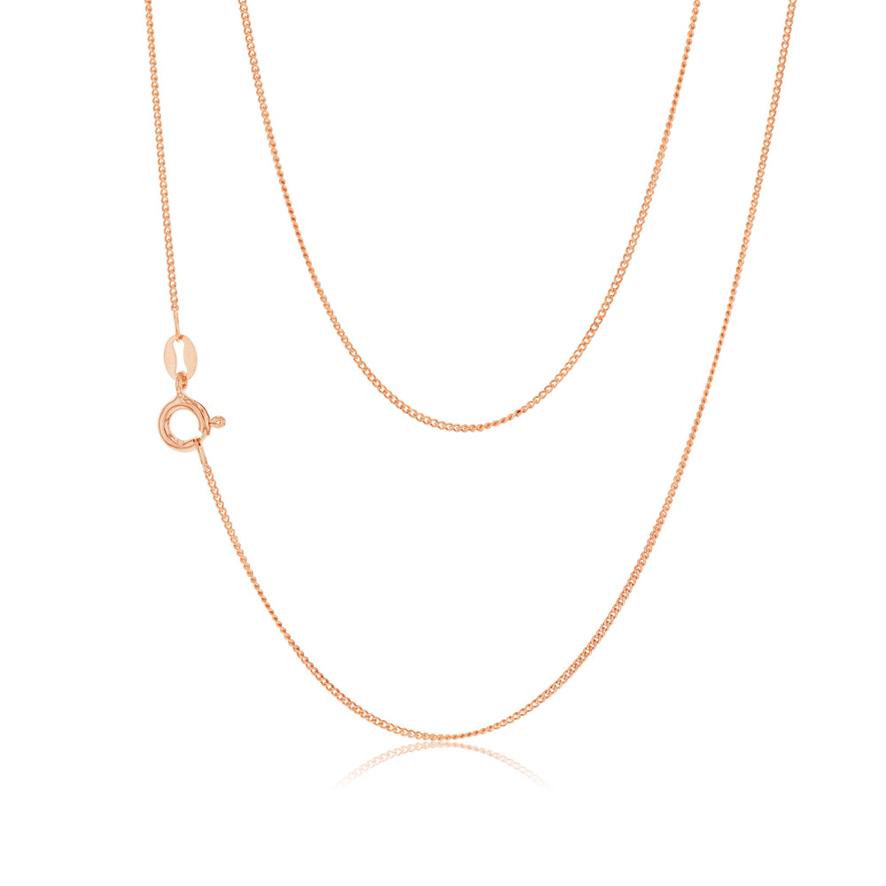 45cm Sterling Silver and Rose Gold Plated Curb Link Chain