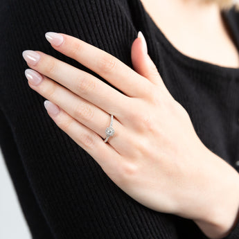Sterling Silver Cubic Zirconia Cut Halo Ring