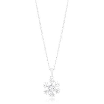 Sterling Silver Cubic Zirconia Snowflake Pendant