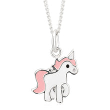 Load image into Gallery viewer, Sterling Silver Unicorn Pink and White Pendant