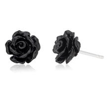 Load image into Gallery viewer, Sterling Silver Black Rose Studs