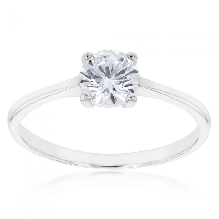 Sterling Silver 6mm 4 Claw Solitaire Zirconia Ring