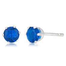 Load image into Gallery viewer, Sterling Silver 5mm 6 Claw Blue Crystal Studs