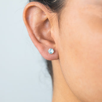 Sterling Silver Light Blue Crystal  5mm 6 Claw Studs SS