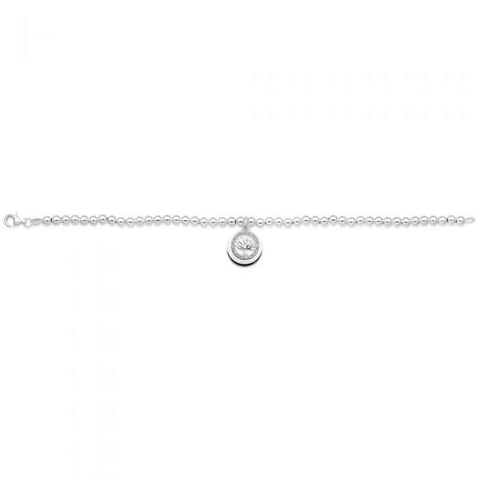 Sterling Silver Tree Of Life Charm 19cm Ball Bracelet
