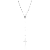 Sterling Silver Rosary Bead 63cm Chain With Cross