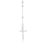 Sterling Silver Rosary Bead 63cm Chain With Cross