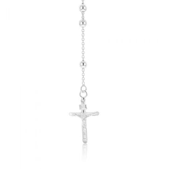 Sterling Silver Rosary Bead 63cm Chain With Cross