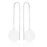 Sterling Silver Plain Disc Threader Earrings
