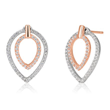Load image into Gallery viewer, Sterling Silver and Rose Gold Plate Zirconia Teardrop Stud Earrings