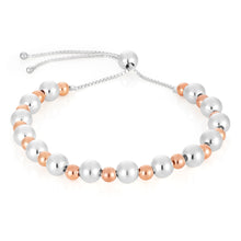 Load image into Gallery viewer, Sterling Silver Two Tone Plain Ball Slider Bracelet