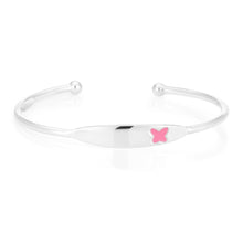 Load image into Gallery viewer, Sterling Silver Pink Butterfly Kids 45mm Bangle