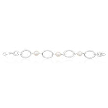 Load image into Gallery viewer, Created Pearl Silver Link 19cm Bracelet