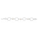 Created Pearl Silver Link 19cm Bracelet