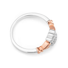 Load image into Gallery viewer, Sterling Silver and Rose Gold Plated Zirconia Claddagh Ring
