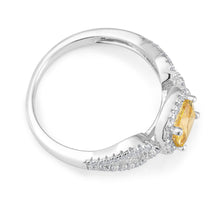 Load image into Gallery viewer, Sterling Silver Yellow Cushion Cut and White Round Zirconia Ring